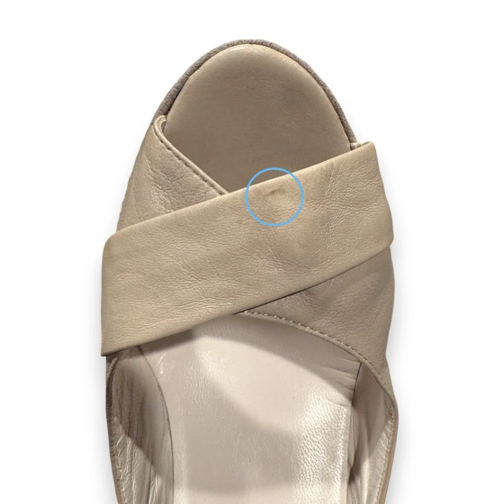 KOOBA Taupe leather wrap ankle wedge sandals platform heels size 9